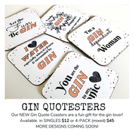 GIN QUOTESTERS: Fun Gin Coasters Mixed Set or Singles